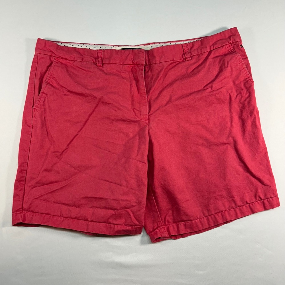 Tommy Hilfiger Womens red Chino Shorts Size 16 Mid Rise Cotton 796446